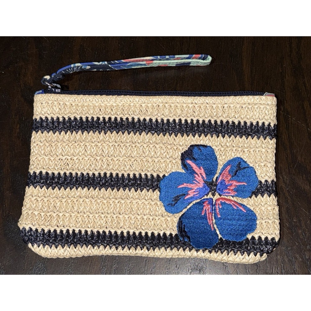 Vera Bradley Lotus Flower Swirl Seashore Beach Wristlet Woven Stripe Design